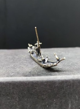 渔船木筏纯黄铜彩绘盆景假山枯山水奇石微景观造景配饰配件小摆件