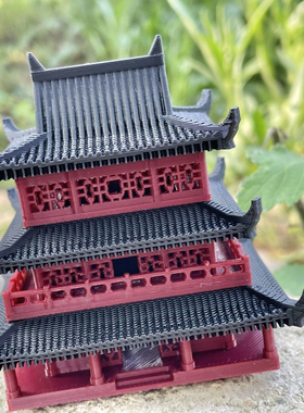假山水陆缸山水盆景中式古建筑模型古楼微景观造景庭院书房摆件
