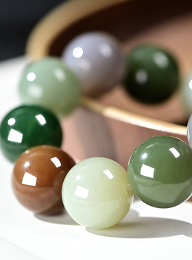 天然和田玉多宝手串圆珠单圈