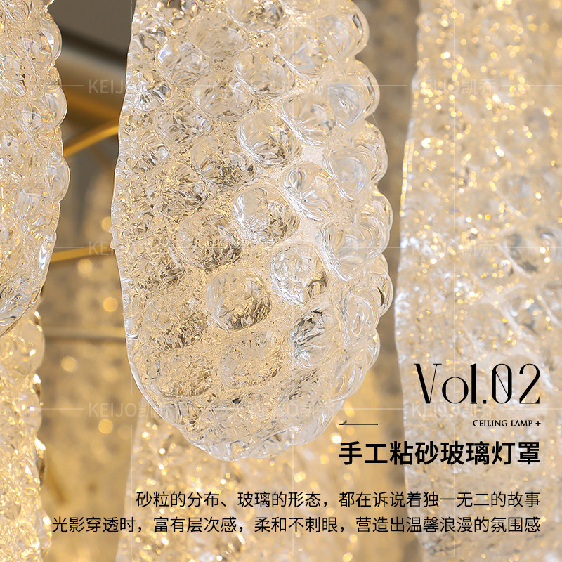 凯乔 法式复古玻璃吊灯 瀑布餐厅主灯挑空客厅别墅卧室轻奢 - 图1