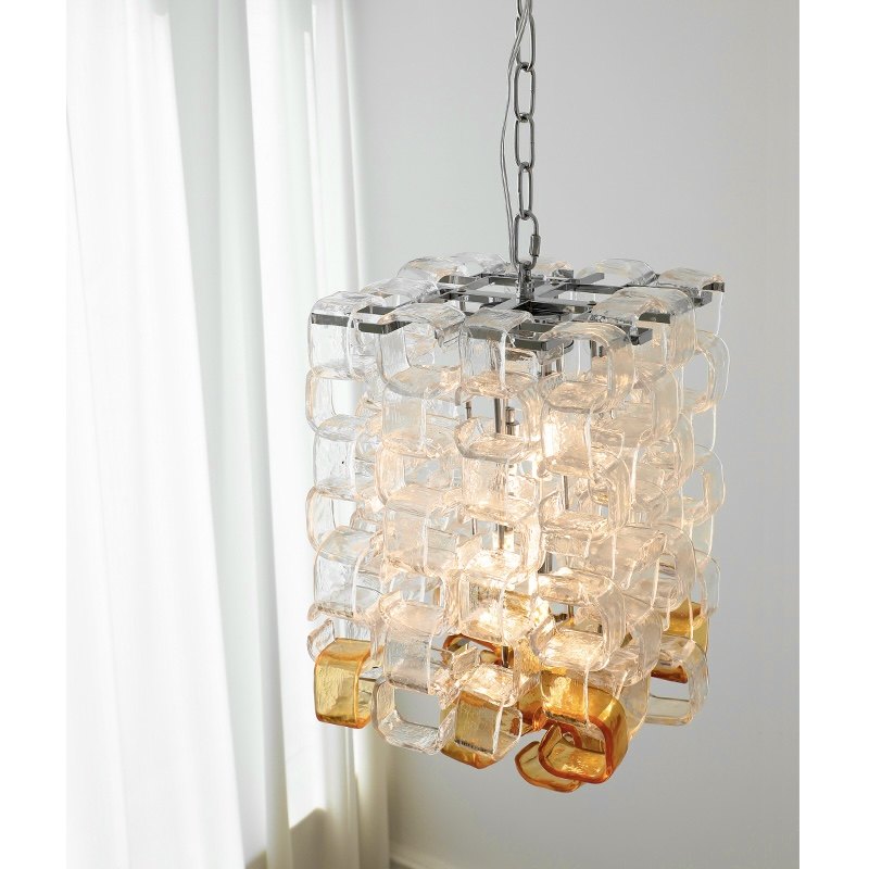 凯乔 中古风餐厅吊灯 手工玻璃简约法式卧室高级感糖块灯具,淘宝优惠券,粉丝福利购,淘宝优惠卷