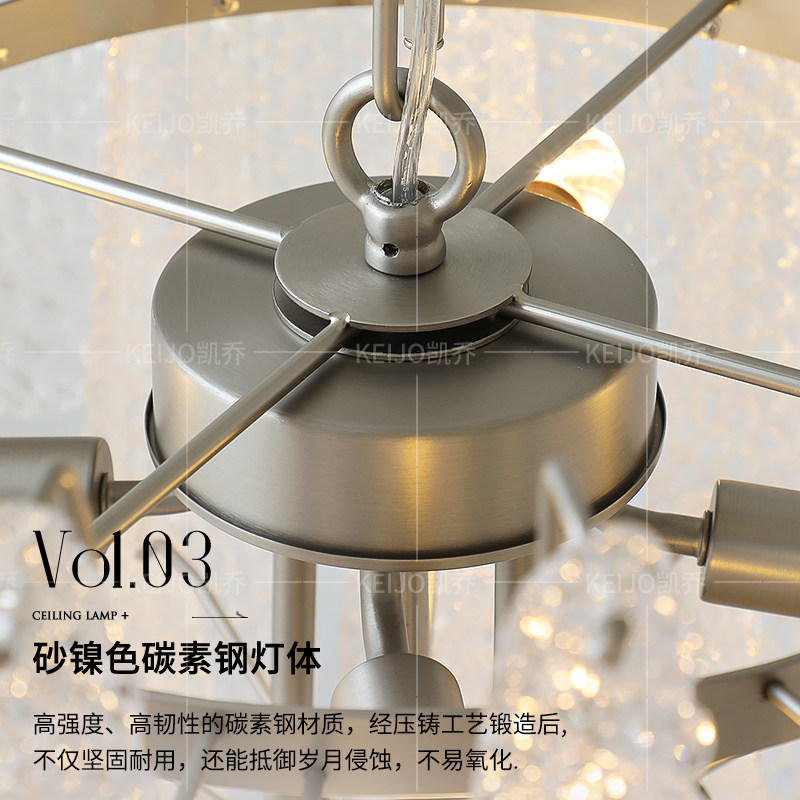 凯乔 法式复古玻璃吊灯 瀑布餐厅主灯挑空客厅别墅卧室轻奢 - 图2