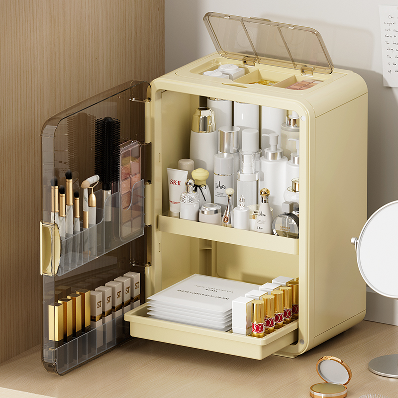 化妆品收纳盒桌面高级感轻奢大容量防尘亚克力护肤品置物架收纳箱 - 图0