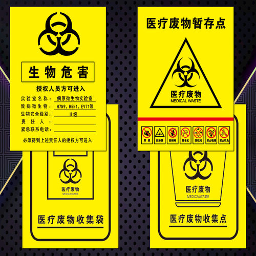 医院垃圾桶医疗垃圾分类感染损伤性废物暂存处标识标志牌贴纸TMP - 图0