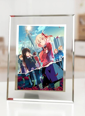 动漫Lycoris Recoil莉可丽丝锦木千束泷奈水晶玻璃相框周边桌摆台