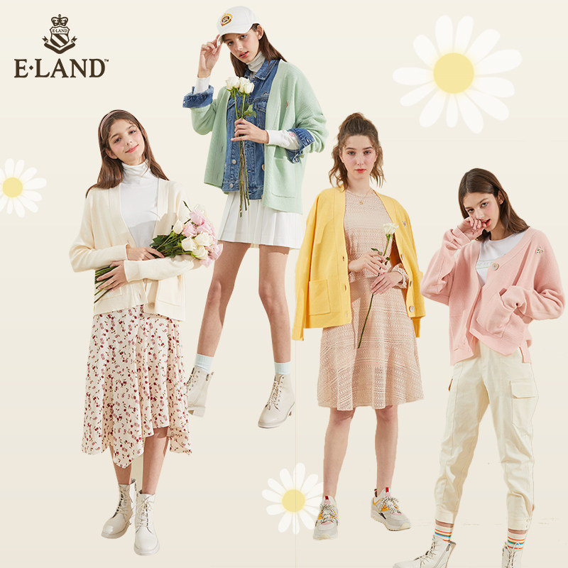 eland2020外套女eecka6111i开衫 ELAND毛针织衫