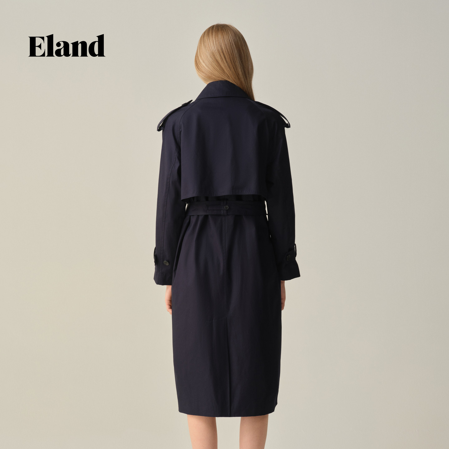 【特氟龙三防】Eland衣恋风衣女英伦风双排扣外套2025秋季新款