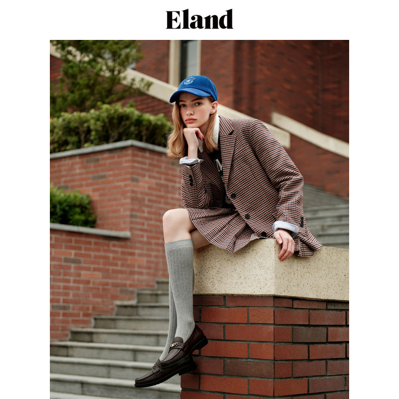 Eland衣恋半身裙女经典格纹百褶A版短裙休闲通勤裙子,淘宝优惠券,粉丝福利购,淘宝优惠卷