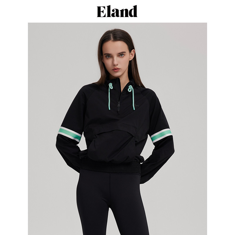 Eland衣恋夹克外套女套头撞色运动风短外套年春宽松上衣,淘宝优惠券,粉丝福利购,淘宝优惠卷