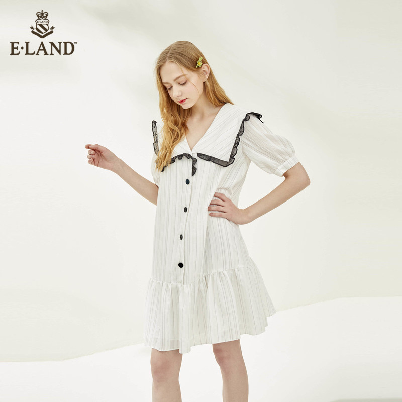 eland2020夏季新款娃娃领 ELAND连衣裙