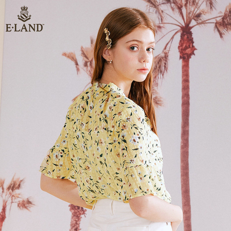eland夏季新款法式小众设计感黄色 ELAND衬衫