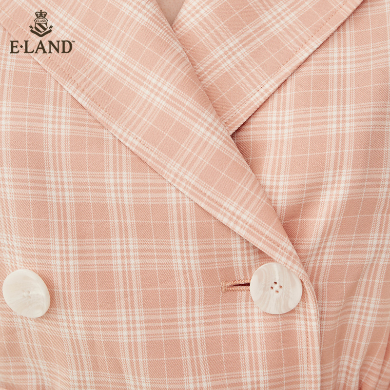 eland2020夏季新款西装领双排扣 ELAND连衣裙