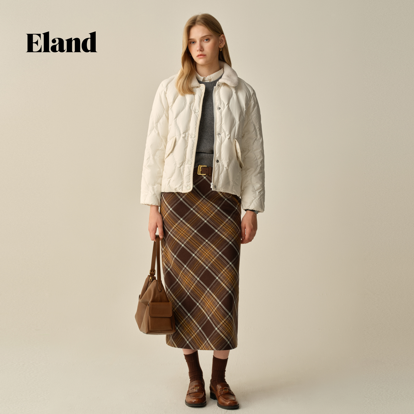 【华夫饼】【防水】Eland衣恋羽绒服女长袖翻领外套2025冬季新款