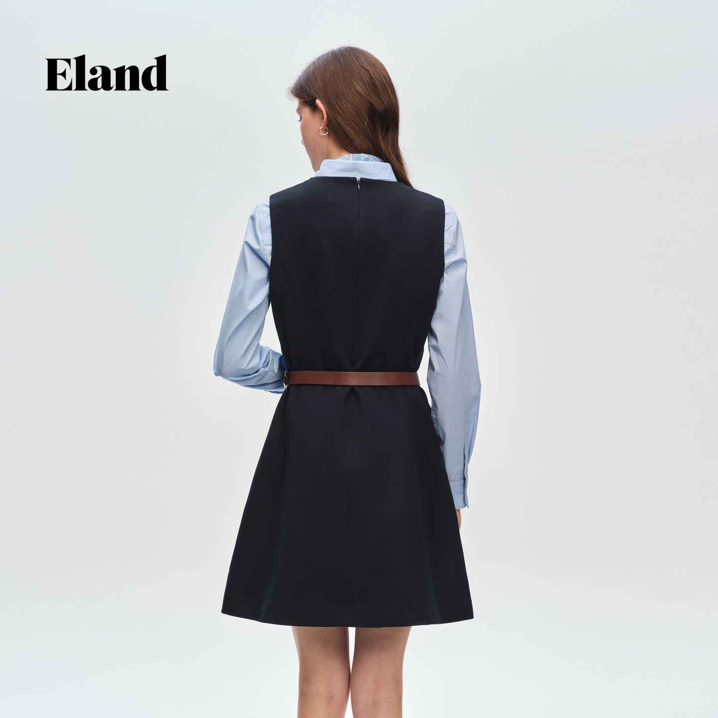 【含绵羊毛】Eland衣恋连衣裙女纯色无袖带拉链A型裙2026春季新款