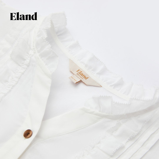 【100%棉】Eland衣恋连衣裙女通勤长袖收腰衬衫裙2025冬季新款