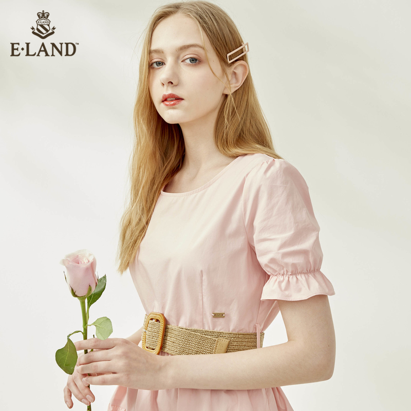 ELAND2020夏季新款波西米亚风收腰大裙摆长款连衣裙女EEOWA24C3M