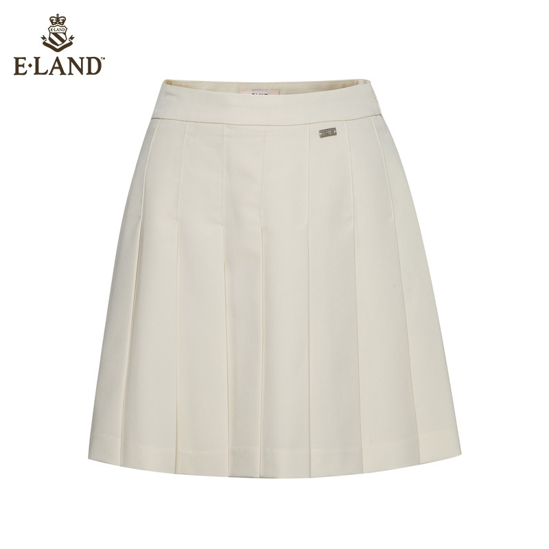 eland2020纯色a字甜美百褶裙 ELAND半身裙