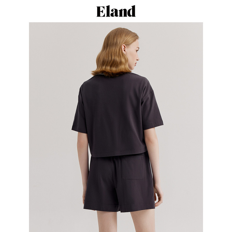 Eland衣恋学院风短款poloT恤女美式休闲H型上衣POLO衫夏季款
