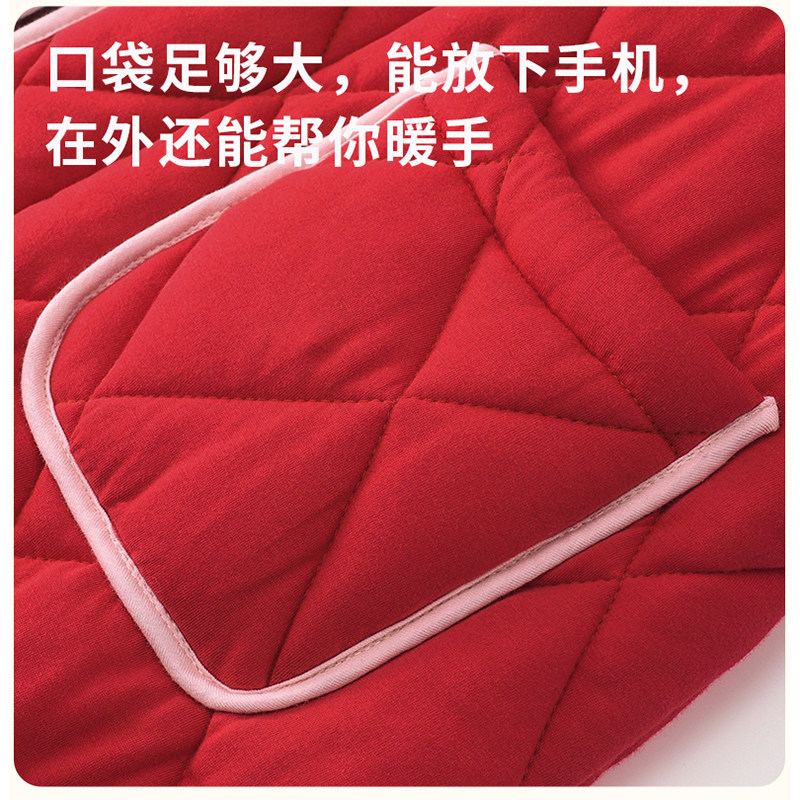 睡衣女秋冬季纯棉外套加厚三层夹棉睡袍红色本命年长款家居服套装,淘宝优惠券,粉丝福利购,淘宝优惠卷