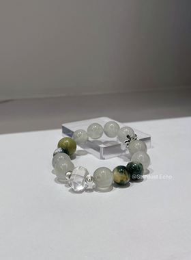 高级定制·绿锂云母绿兔毛阿拉善手串设计款手串