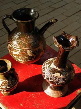 摆件pentfair西夏瓷古茶末花口