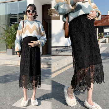 ຊຸດແມ່ມານ summer mid-length hollow lace midriff-supporting skirt summer fashion slimming summer maternity skirt summer