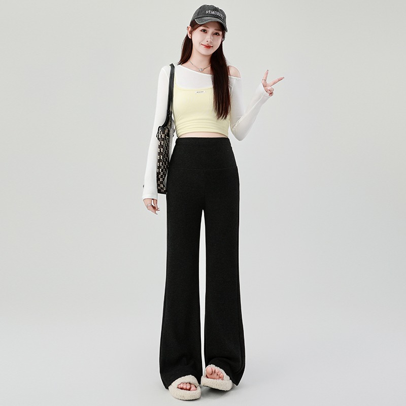 Maternity pants winter outer wear plus fleece warm bell-bottom pants