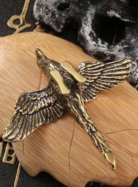 仿古雄鹰黄铜摆件霸气老鹰茶宠书房办公摆设铜工艺品