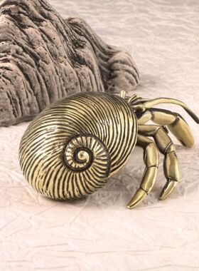 做旧仿古玩古董大寄居蟹黄铜摆件茶宠桌宠商店装饰古铜工艺品