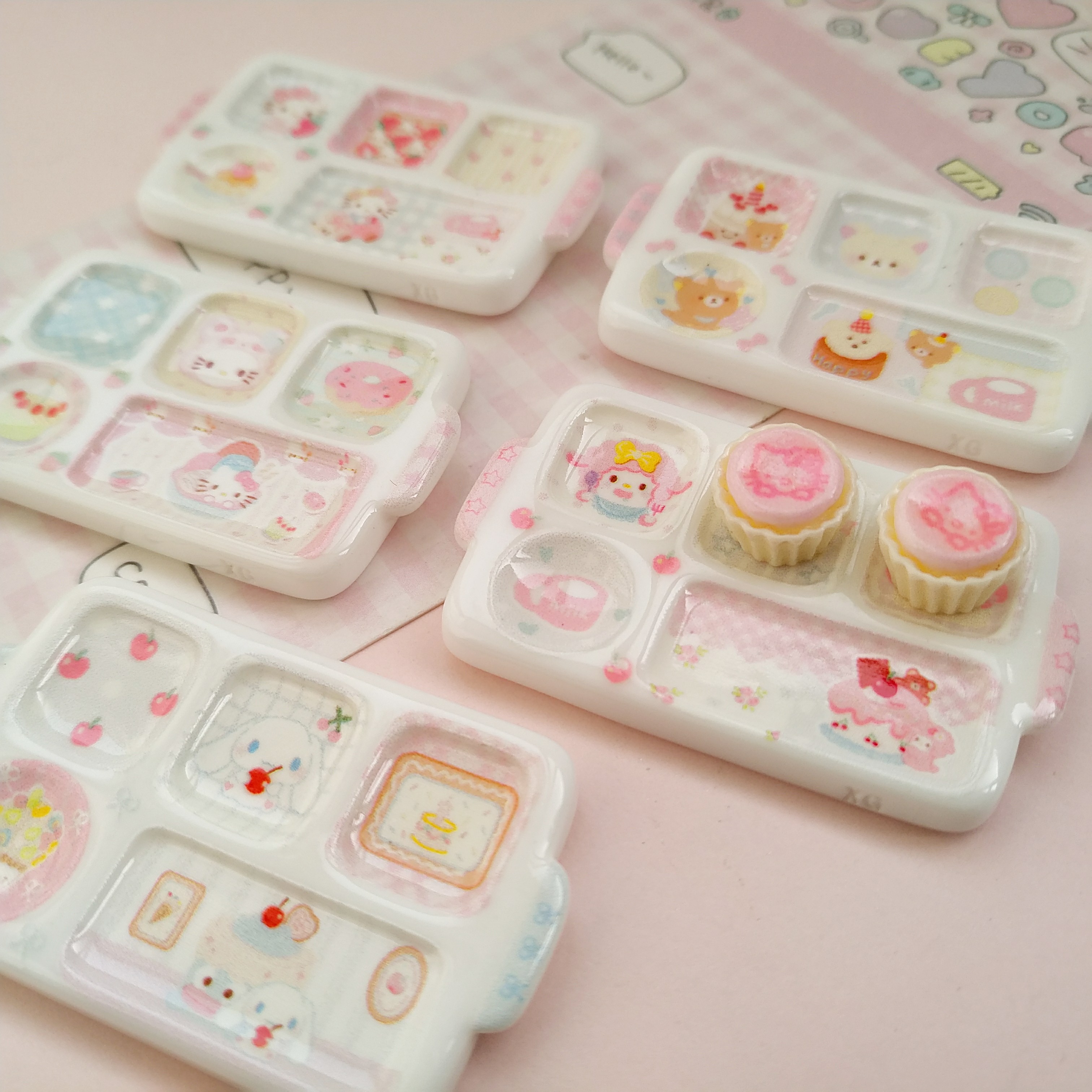 微缩仿真蛋糕kt分格食玩餐盘子过家家捏捏装饰盘摆件diy树脂配件 - 图0