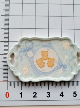 微缩仿真动物双耳食玩盘子娃娃屋捏捏装饰盘子手工diy树脂配件