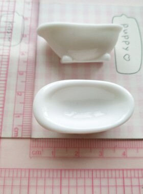 微缩立体仿真白色浴缸摆件模型场景捏捏装饰品diy奶油胶树脂配件