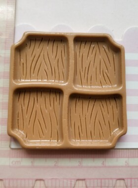 微缩仿真木纹四宫格食玩盘子娃娃屋捏捏装饰摆件手工diy树脂配件