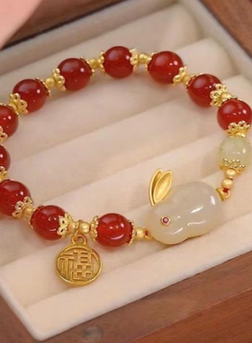 新中式长命锁兔手链女款ins高颜值学生闺蜜古风小众礼物