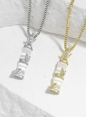 竹子项链寓意竹节女网红冷淡风小众锁骨链简约学生吊坠