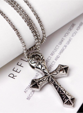 嘻哈个性十字项链男吊坠潮人挂件配饰毛衣链女
