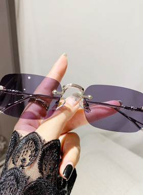 感光变色防蓝光眼镜无框气质款女平光镜网红直播爆款成品近视眼镜