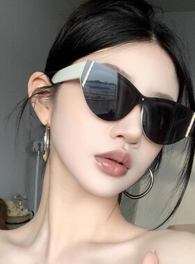 复古无框一体高级质感gm猫眼墨镜女方圆脸显瘦2025新款太阳眼镜潮