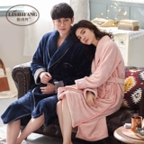 Демисезонный длинный коралловый бархатный удерживающий тепло банный халат для влюбленных, фланелевая зимняя пижама, увеличенная толщина