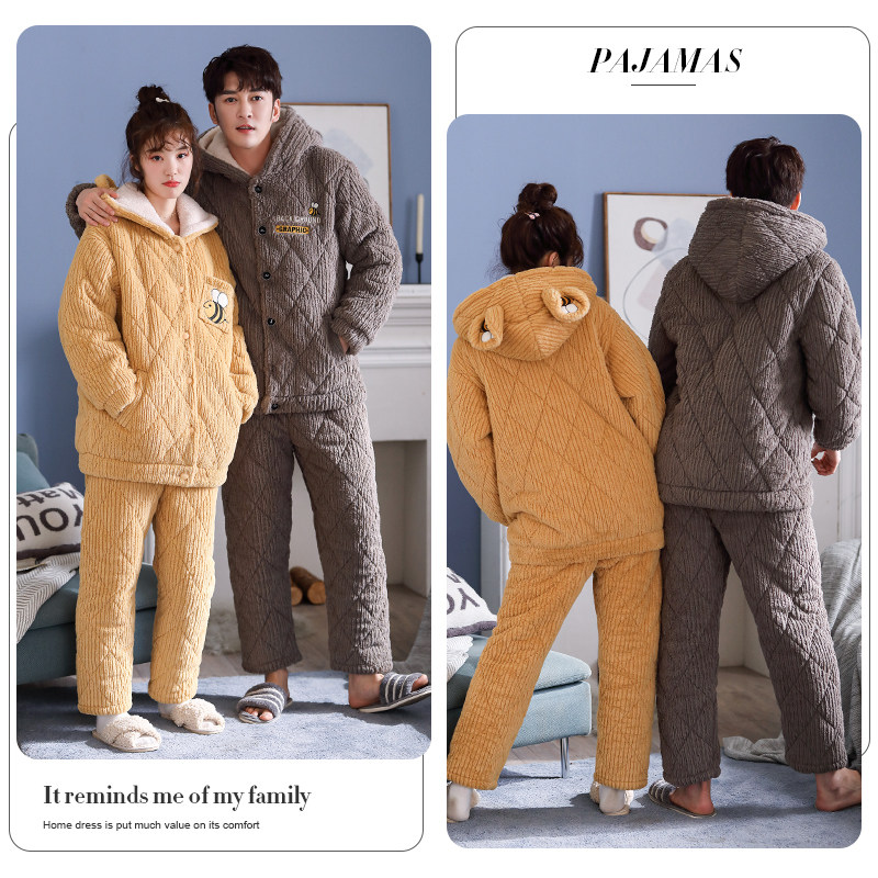 情侣秋冬款珊瑚绒女棉袄加厚睡衣 轩之婷服饰睡衣/家居服套装