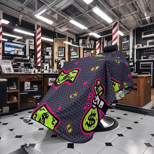 美式barbershop围布加大理发围布防水加厚剪发围布防静电复古嘻哈 - 图1