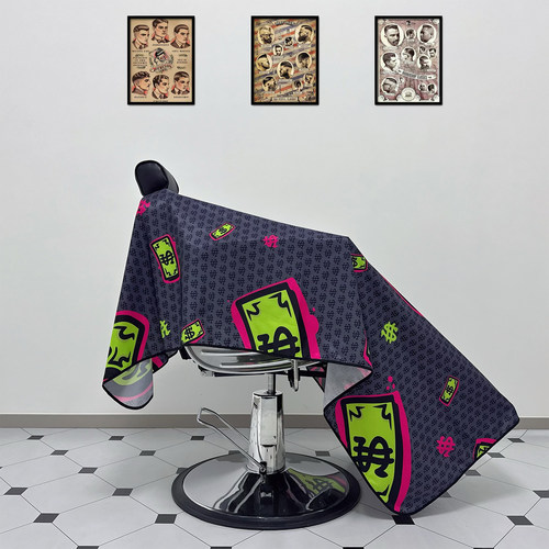 美式barbershop围布加大理发围布防水加厚剪发围布防静电复古嘻哈 - 图0