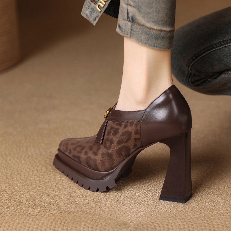 10.5cm粗跟防水台侧拉链超高跟鞋女2026法式山茶花蝴蝶结深口单鞋,淘宝优惠券,粉丝福利购,淘宝优惠卷