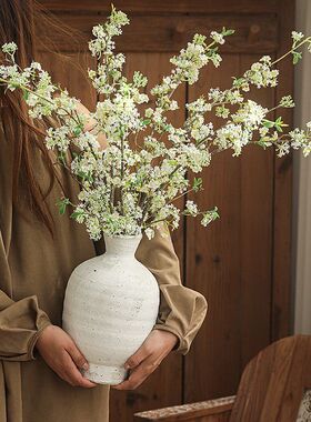 简约雪柳枝仿真花假花束装饰摆件客厅家用室内摆设摆花插花餐桌花