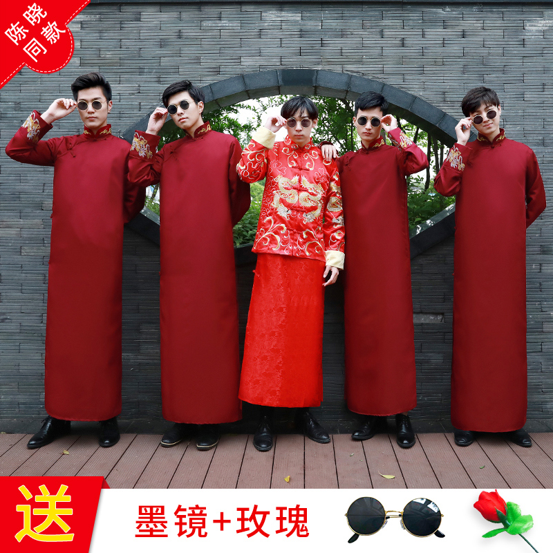 中式伴郎服唐装男中国风团结婚礼服 seemage希曼格民族服装