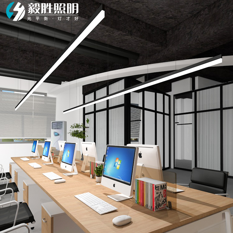办公室吊灯长条灯led超亮极简创意拼接写字楼工作室亚克力条形灯 - 图0