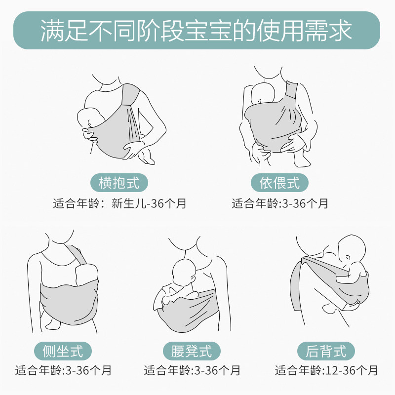 背巾西尔斯宝宝新生儿前抱式横背带 贝泽鸟母婴背带/背袋