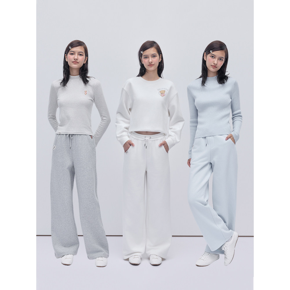 TEENIEWEENIE bearnova冬季女宽松舒适休闲松紧腰阔腿运动裤卫裤,淘宝优惠券,粉丝福利购,淘宝优惠卷