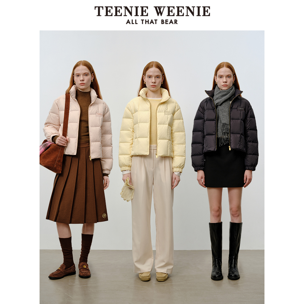 TeenieWeenie小熊女装冬装少女感云感零压羽绒服马卡龙粉面包外套