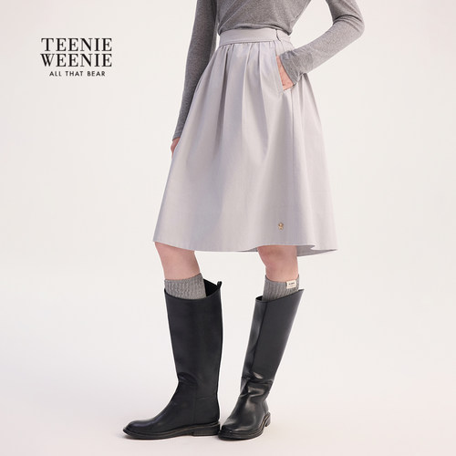 TeenieWeenie小熊女装春秋季时尚气质优雅A字版百褶裙半身裙短裙 - 图2